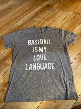 Baseball Is My Love Language Graphic Tee - Gray